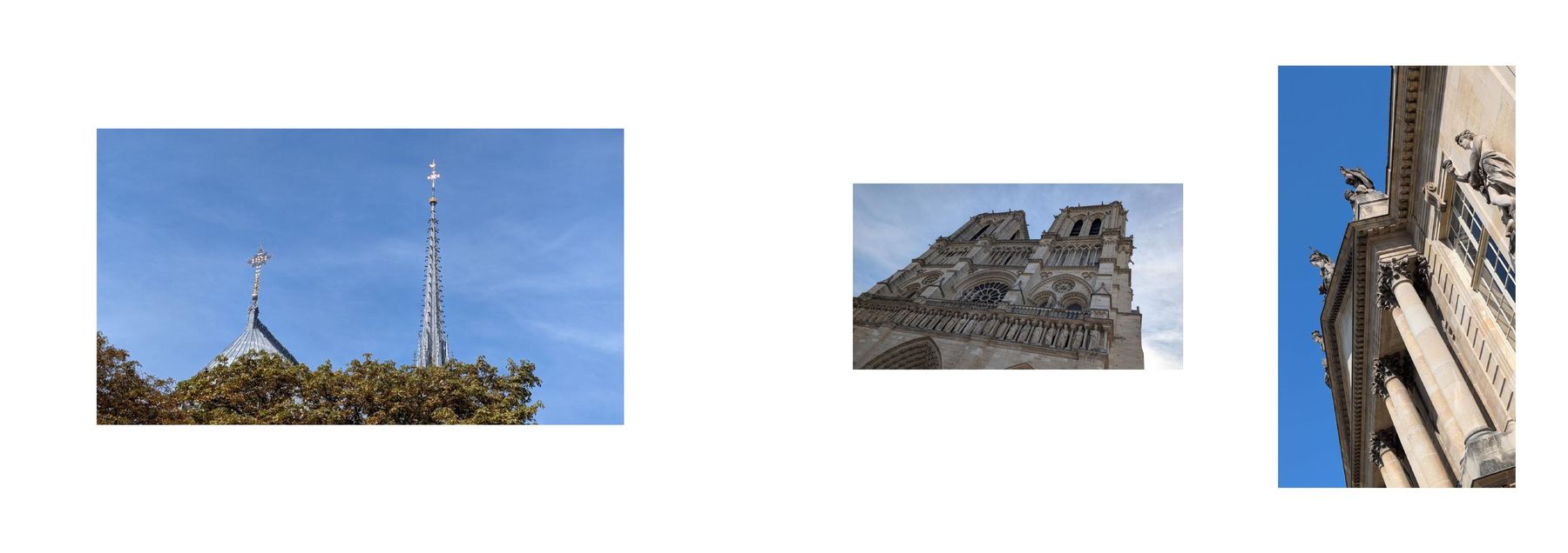 Opengeslagen boek met op beide pagina's een foto van Parijse architectuur, met witruimte eromheen